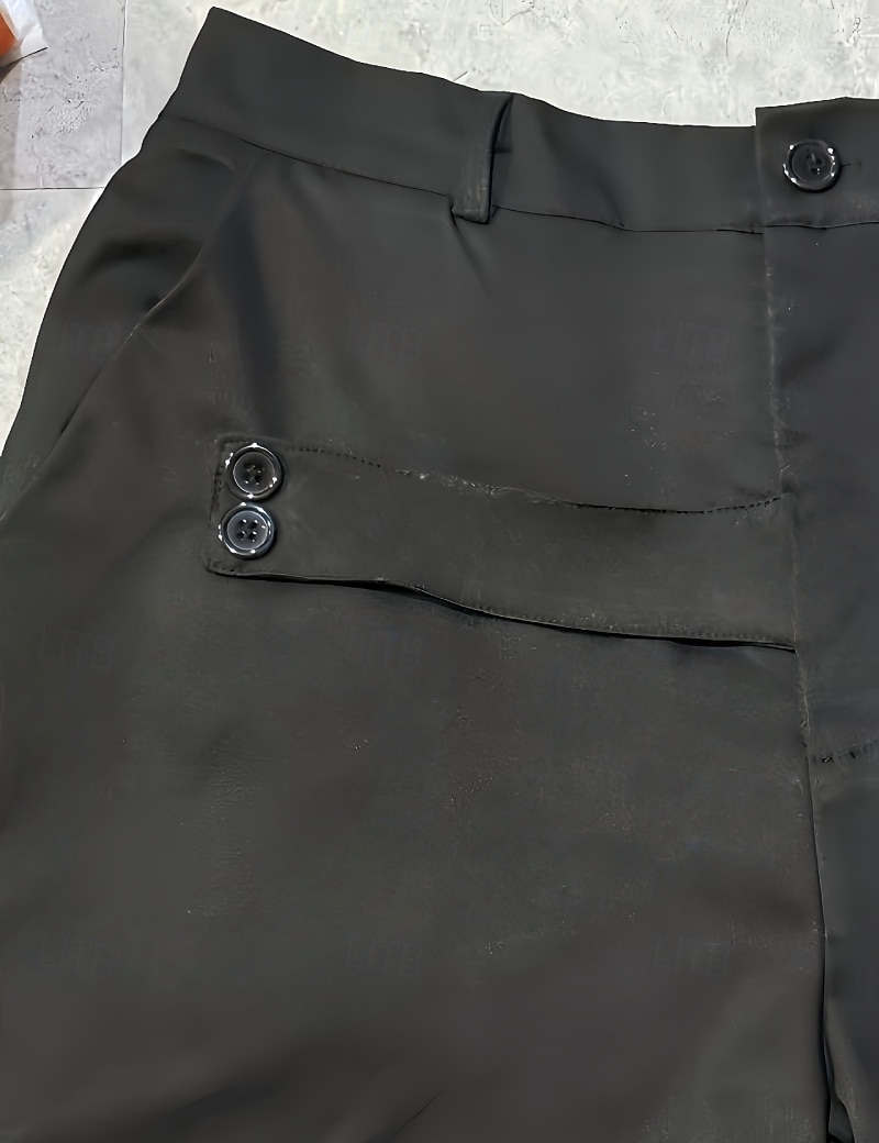 Bărbați Pantaloni Costume Buzunar Nasturi Simplu Confort Respirabil Lungime totală Casual Zilnic Casă Vacanță Modă Negru Kaki Inelastic 2026 - $31.99 –P9