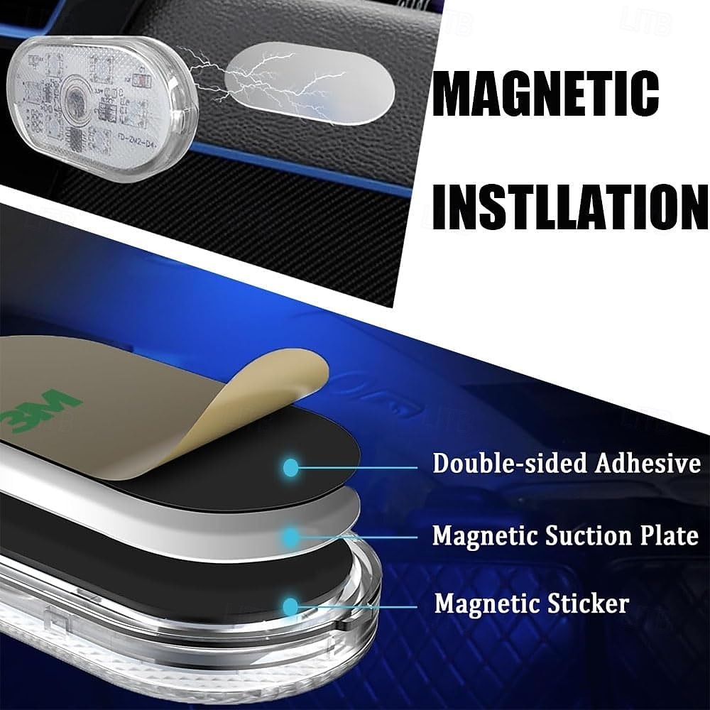 Conjunto de 1 conjunto de luzes LED internas sem fio para carro, luzes coloridas para interior de carro com 6 LEDs brilhantes, luz noturna LED interna portátil recarregável via USB para decoração de carro. de 2026 por $16.62 –P1