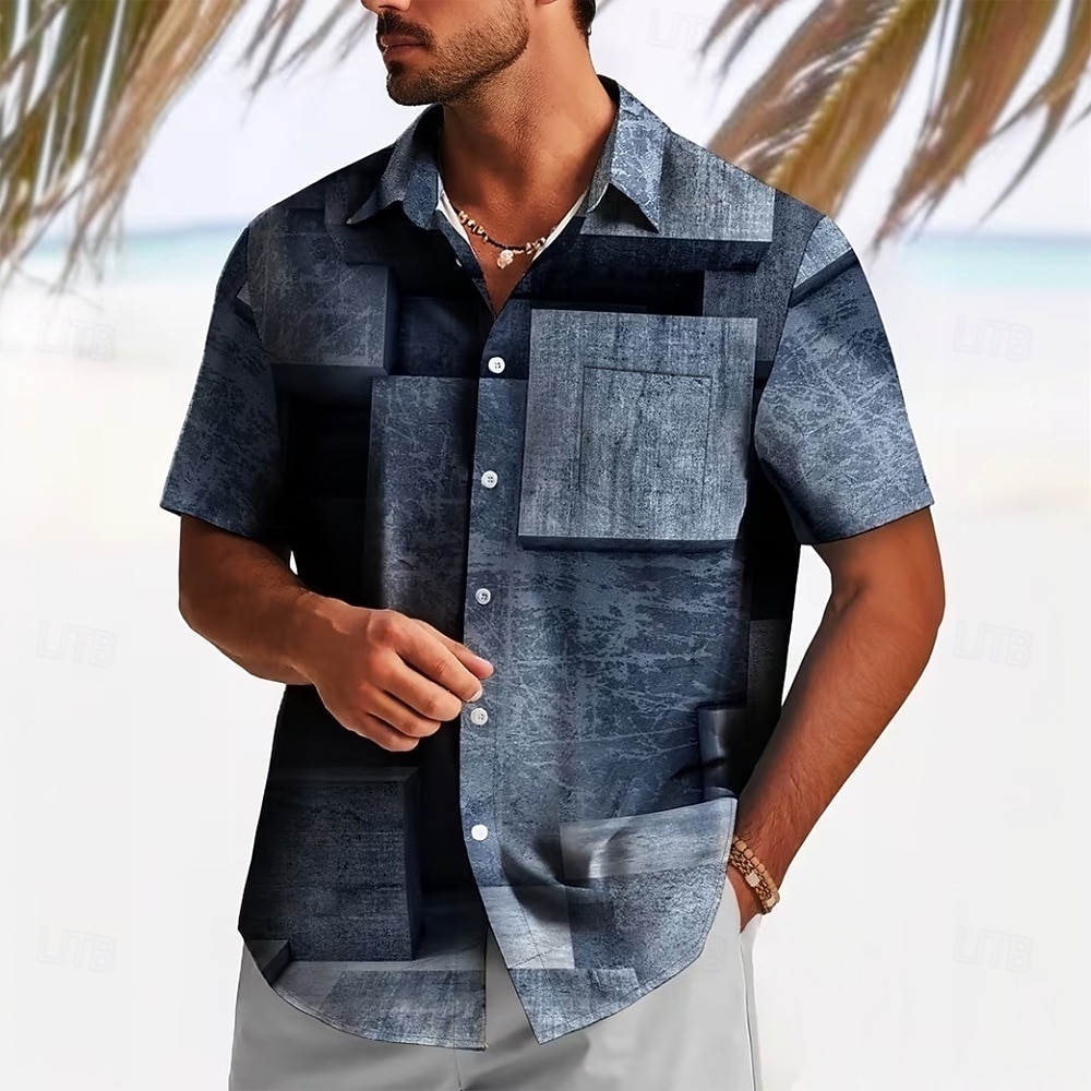 Hombre Geométrico Bloque de color Retazos Camisa Camisa de verano Abotonar la camisa Manga Corta Moda informal Exterior Vacaciones Uso Diario Verano Primavera Cuello Vuelto Impresión 3D camisas con 2026 - $25.99 –P1