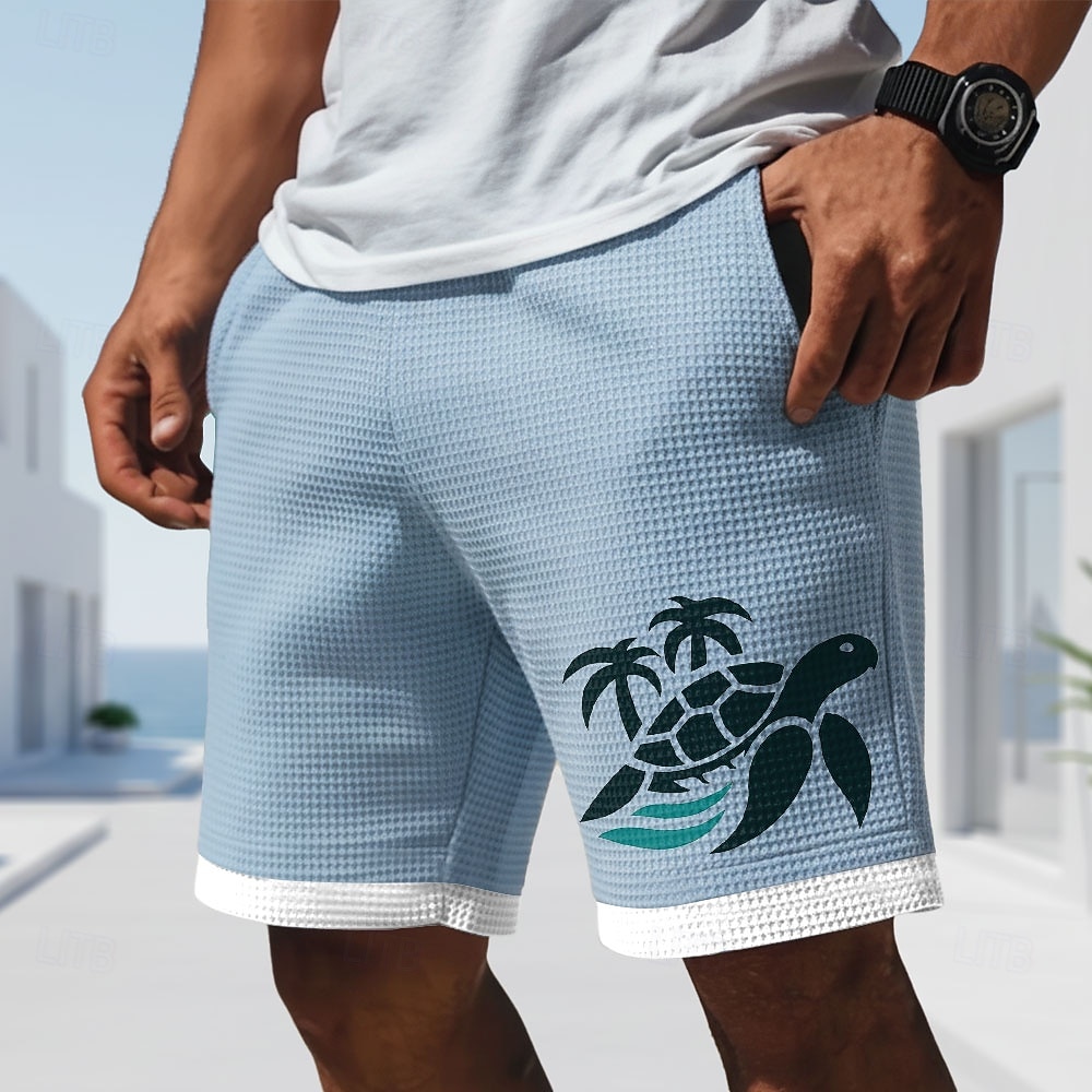 Hombre tortugas Criaturas del mar Pantalones cortos de gofres Pantalones cortos casuales Pantalones cortos texturizados Media cintura Hawaiano Diario Vacaciones Cintura elástica con cordón Pantalones 2026 - $22.99 –P3