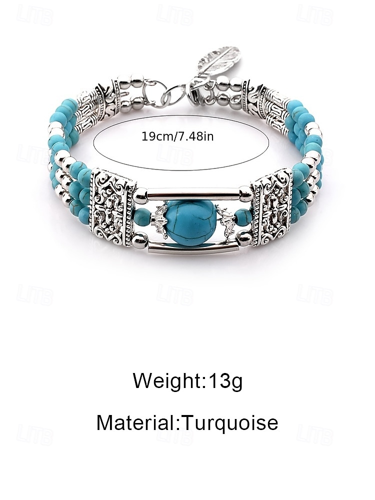 Naisten boheemityylinen turkoosi metalliseosrannekoru, monivärinen, ihanteellinen jokapäiväiseen käyttöön, lomalle ja matkoille 2026 - $9.99 –P6