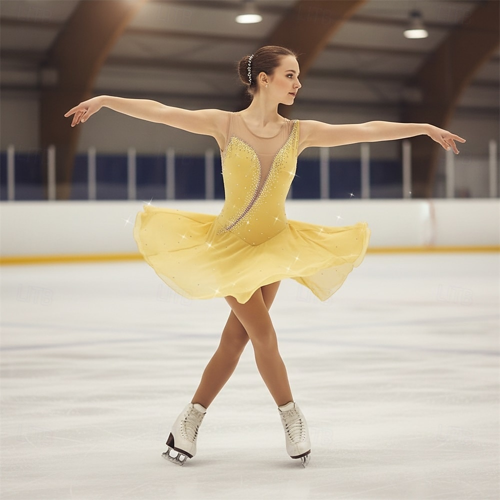 Vestido de patinaje artístico Mujer Patinaje Sobre Hielo Vestidos Violeta Azul marinero Blanco Retazos Espalda Abierta Elástico Entrenamiento Competición Ropa de Patinaje Clásico Cristal / Strass Sin 2026 - $154.99 –P1