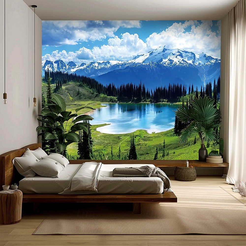 Natur, Wald, See und Sonnenlicht – realistische 3D-Landschaft, Wandteppiche mit grünen Bäumen und blauem Himmel, sommerliche Landschaft, ideal für Schlafzimmer, Wohnzimmer, Homeoffice. 2026 - $45.99 –P8