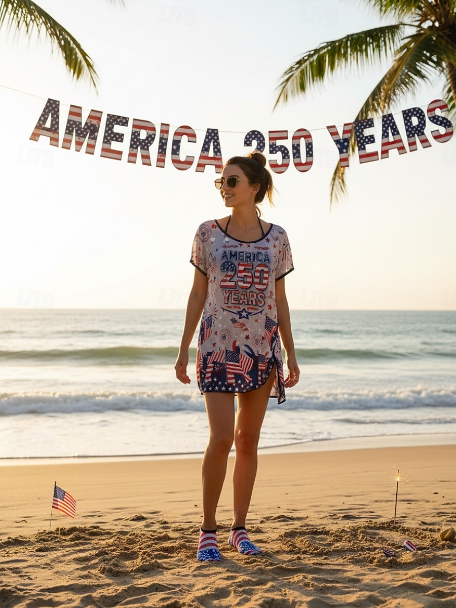 Damskie buty do wody z okazji 250. rocznicy USA – czerwono-niebieskie, patriotyczne skarpetki do wody z amerykańską flagą, na plażę, do pływania, surfowania i na basen &sporty wodne 2026 - $18.99 –P6