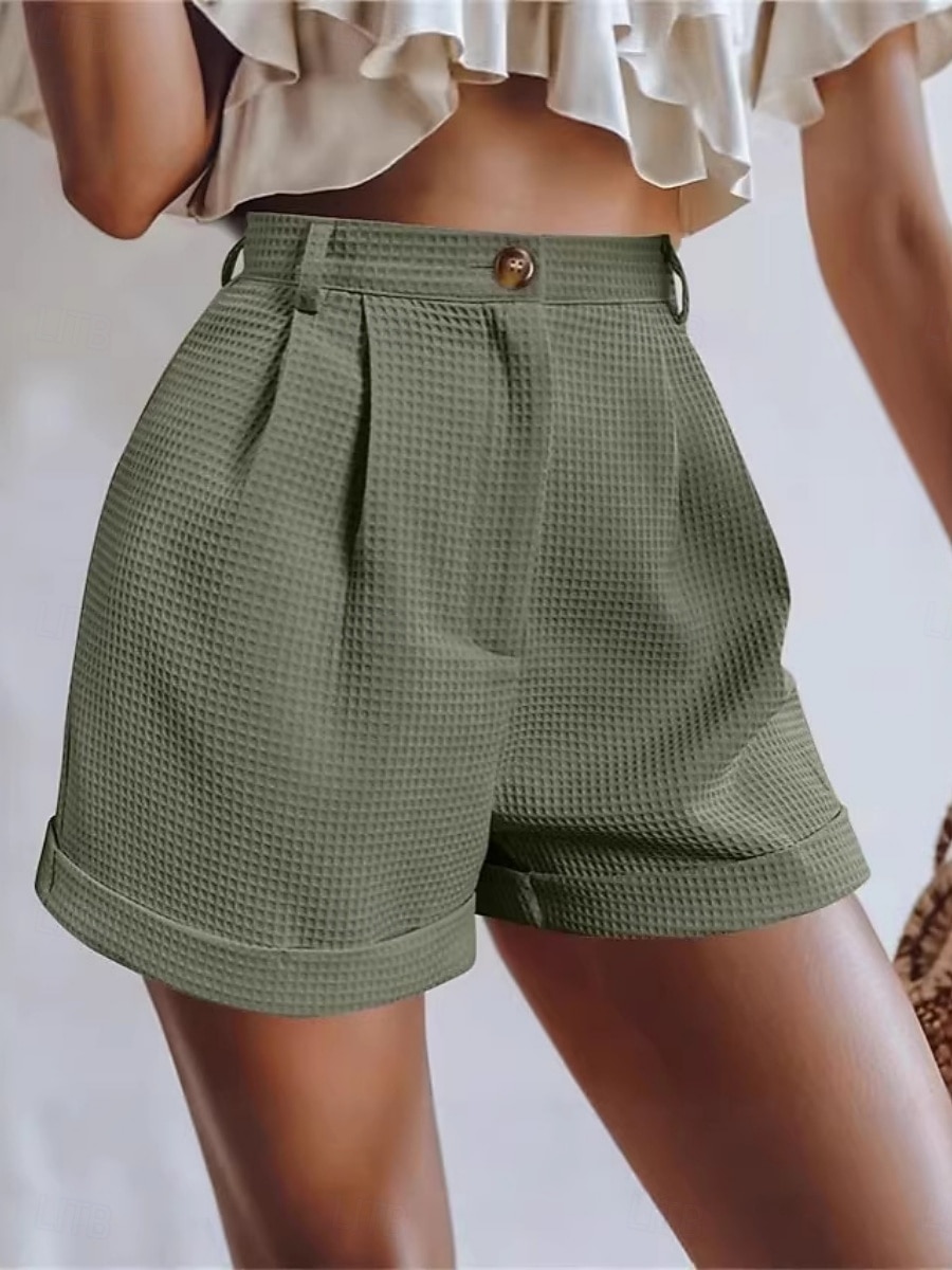 Damskie Bermudy Gofrowana Spodnie dresowe Typu Chino Urlop Moda Moda miejska Krótki Wysoka talia Równina Wygodne Miękka Wygodny Nieelastyczny Codzienny Na zewnątrz Ulica Czarny Khaki Zieleń wojskowa 2026 - $21.99 –P1