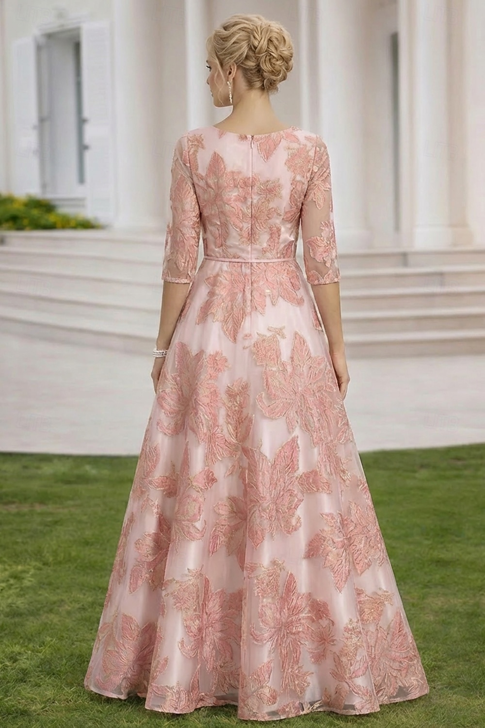 A-Line Floor Length Maxi Dress Wedding Guest Dress Mother of the Bride Dress  3/4