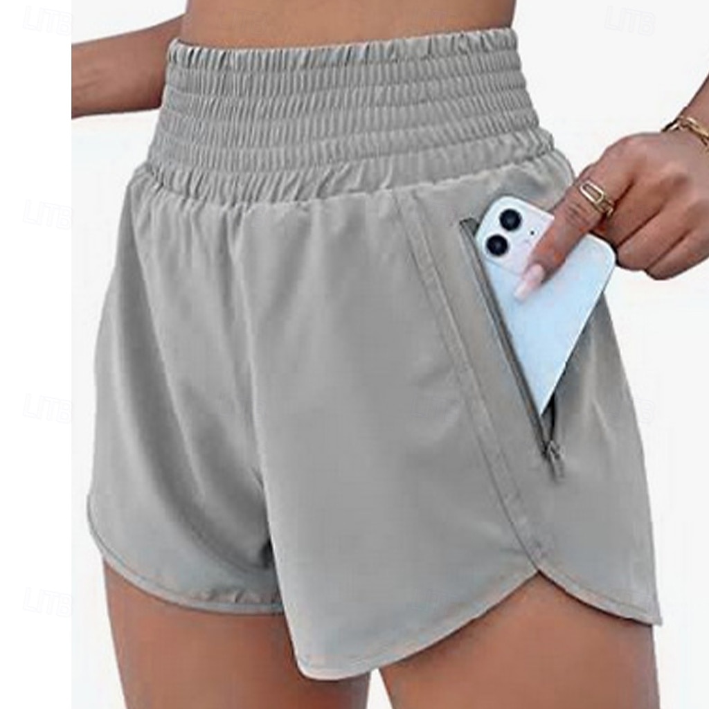 Women's Athletic Shorts Shorts Summer Shorts Beach Shorts Vacation Fashion Casual Daily Short High Waist Elastic Waistband Asymmetric Zipper Pocket Comfort Quick Dry Soft Micro-elastic Streetwear 2026 - $20.99 –P18