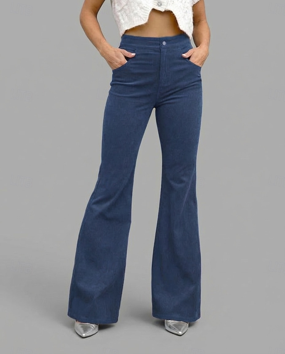 Women's Flare Vacation Fashion Streetwear Full Length High Waist Comfy Soft Micro-elastic Vacation Formal Street Blue Army Green Wine Black Fall Regular Fit 2026 - $22.99 –P4