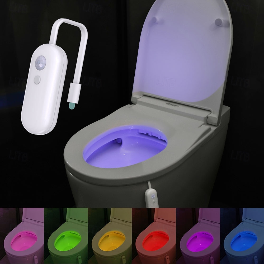 1 unidad de lámpara colgante con forma de gota de agua, novedosa y creativa, con sensor humano, luz ambiental inteligente y automática, luz nocturna RGB recargable para inodoro. 2026 - $12.99 –P2