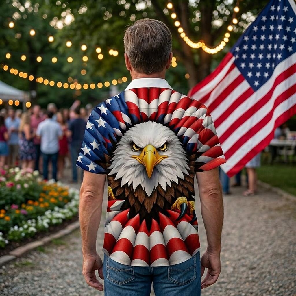 Blouse / Shirt Geometic Independence Day Retro Vintage 1970s Short Sleeves for Men's Adults'  for 4th of July Party Independence Day 2026 - $23.99 –P2