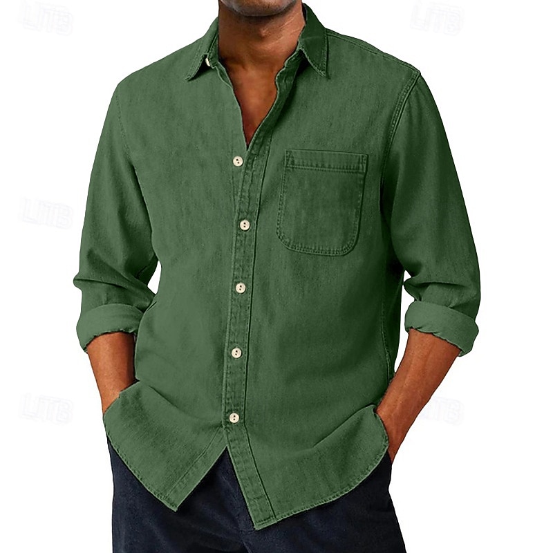 Camicia da Uomo SoftFade™ Camicia Casual Camicia Button Up Camicia Cargo Camicia Acid Wash Rossa Manica Lunga Piana Colletto Quotidiano Abbigliamento Esterno Moda Moderna Casual Comfort del 2026 a $31.99 –P10