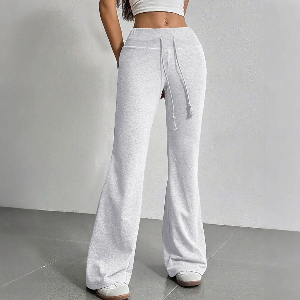 Mujer Pantalones de Deporte Pantalones Pantalones de verano Pantalones casuales Vacaciones Moda Casual / Diario Longitud total Alta cintura Plano Correa Cintura elástica Pierna recta Comodidad Suave 2026 - $22.99 –P8