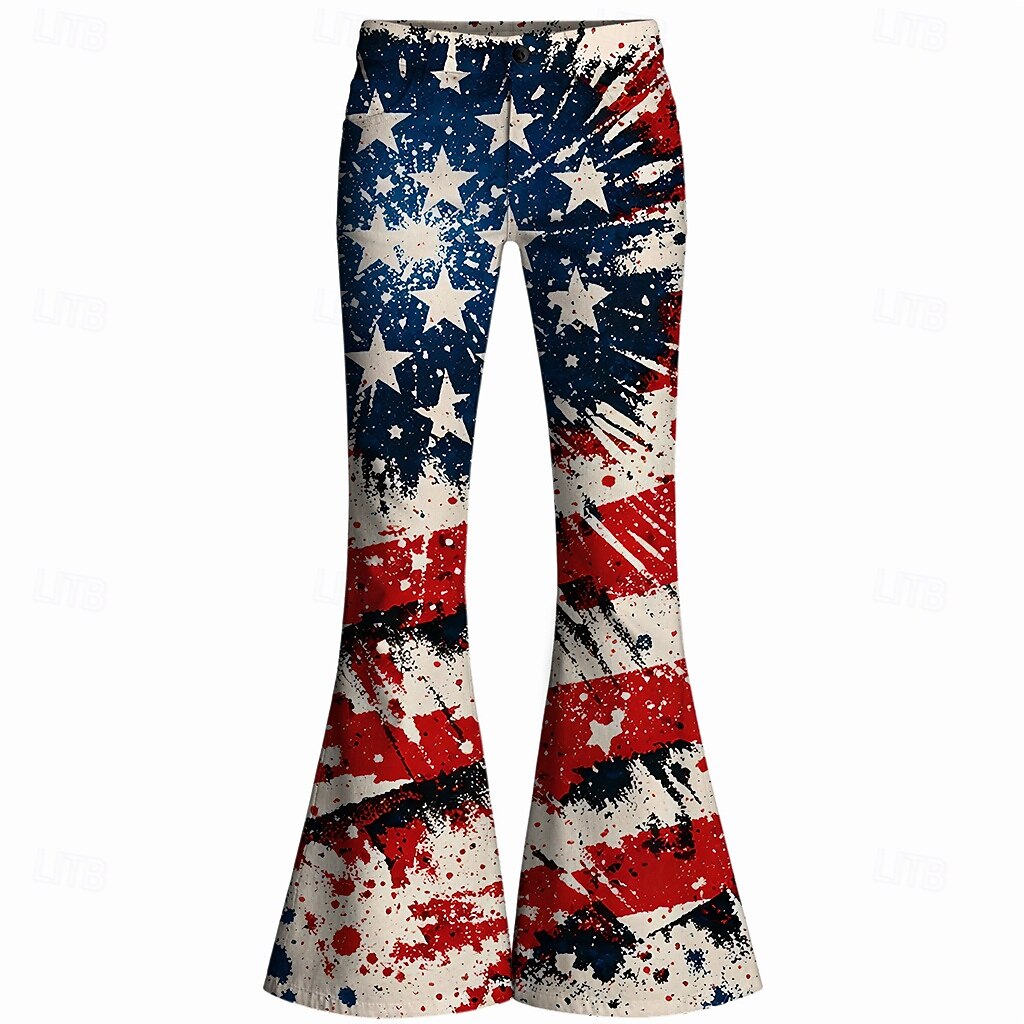 250e jubileum VS Retro vintage Jaren '70 Broeken Bell Bottom broek Hippie Schijf Hoge taille Kostuum Dames Maskerade 4 juli Feest Independence Day Volwassenen Broeken 2026 - BHD 14.26 –P5