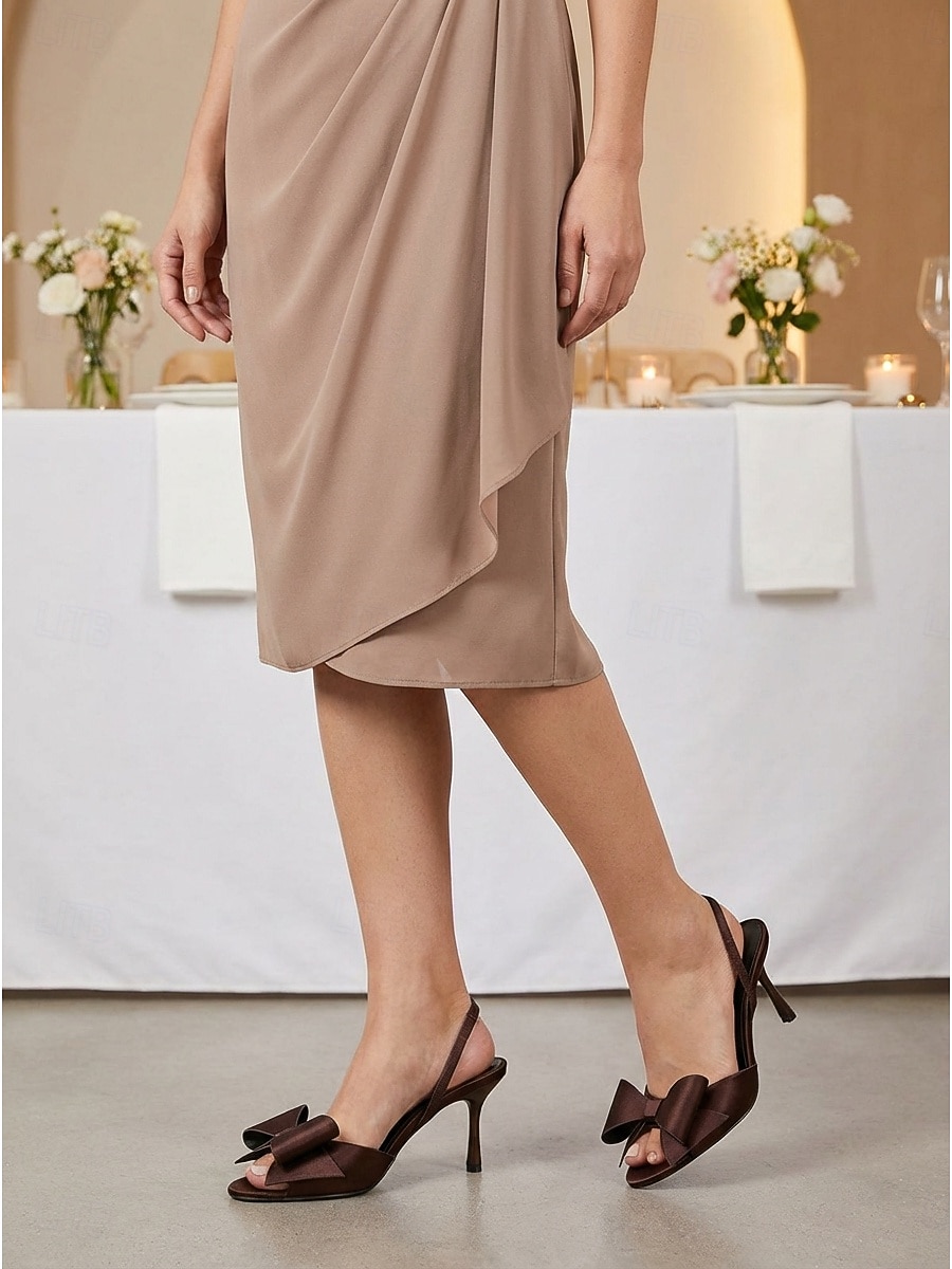 Женские фиолетовые босоножки на высоком каблуке с бантом для гостей на свадьбе — элегантные босоножки с ремешками, идеально подходящие для мам, посещающих городские свадьбы. 2026 - $46.99 –P1