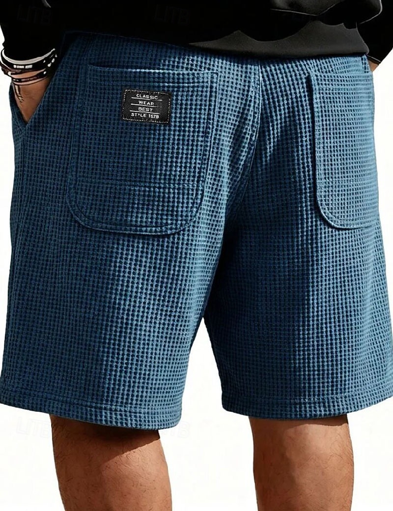 Homme Short gaufré Shorts Short décontracté Avec Poches Taille Élastique Uni À carreaux Confort Respirant Longueur Genou Occasionnel Extérieur Vacances Vacances Mode Noir Blanche Micro-Élastique de 2026 ? $25.99 –P9