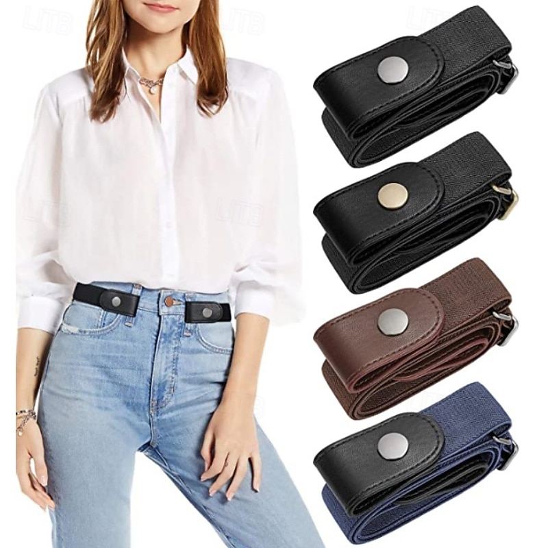 Dam PU spänne bälte PU-läder Metall Bucke Geometriskt Ledigt Dagligen Helgdag Blå Svart Brun Beige 2026 - $4.99 –P1