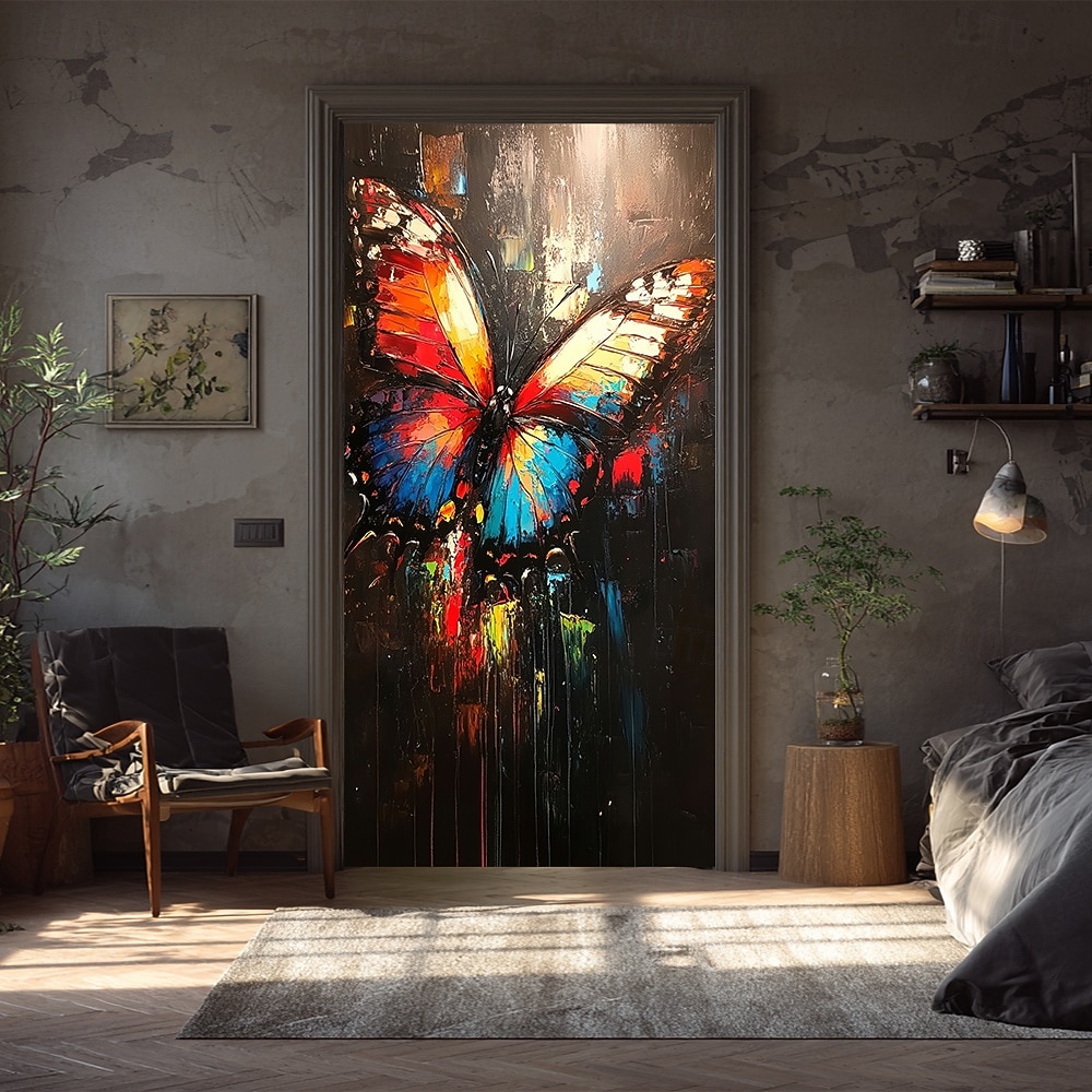 mystisk fjäril fullmåne blomma trädgårdsdörrbanderoll nattskog vibrerande blommig fantasikonst dörrskydd för entré sovrum heminredning festbakgrund 2026 - $17.99 –P9