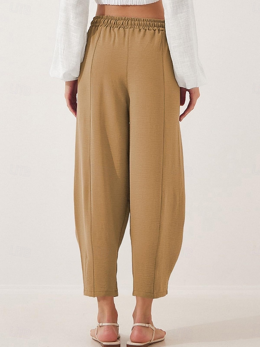 Mujer Chinos Corte Recto Vacaciones Moda Ropa de calle Hasta el Tobillo Alta cintura Plano Bolsillo Cintura elástica Confortable Comodidad Suave Elástico Diario Exterior Calle Ejército verde Azul 2026 - $22.99 –P11