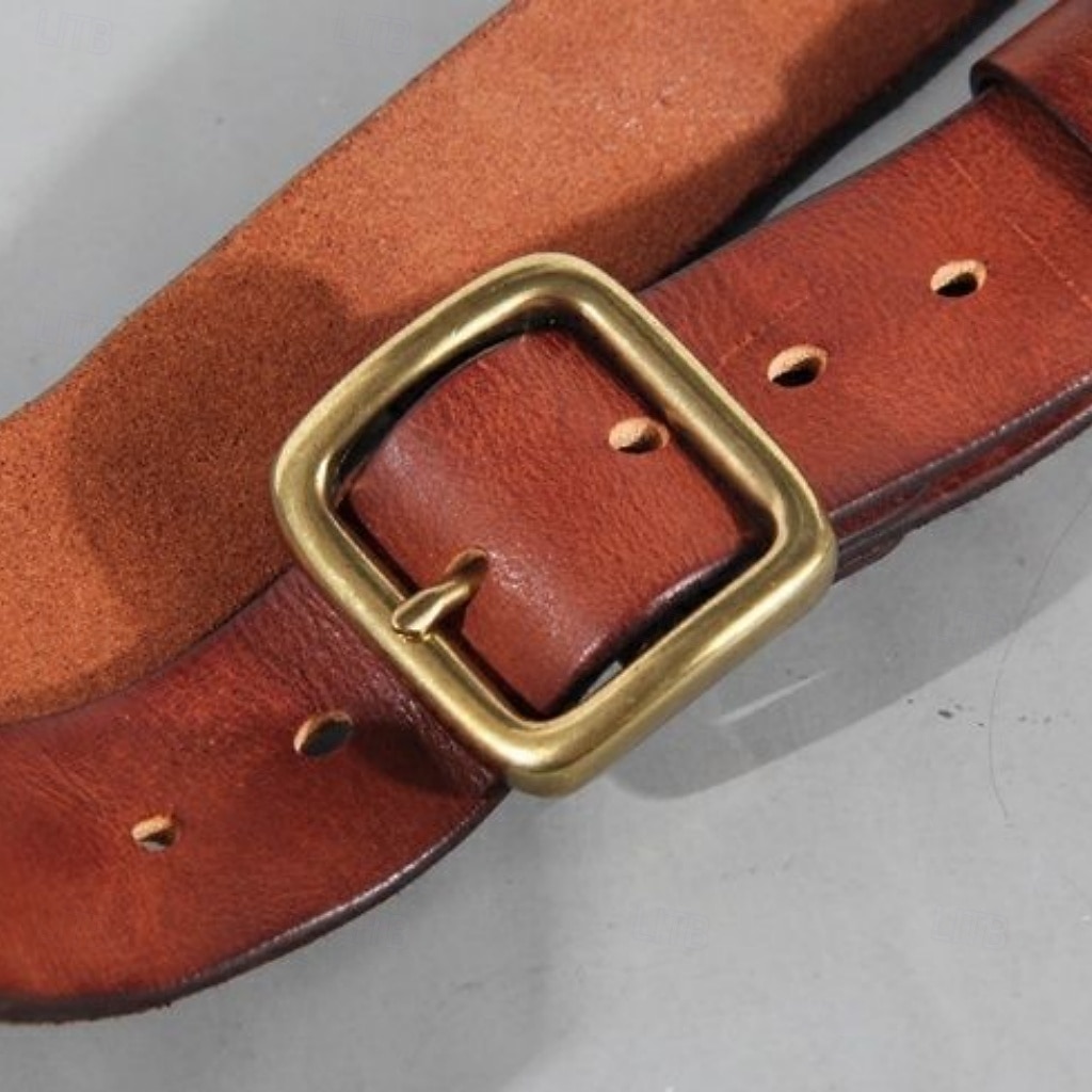 Hombre Cinturón Hebilla automática Cobre Cuero Vintage Ropa de calle Ocio Color sólido Rojo tinto Negro Diario Exterior Negocio Formal Cinturón de Cintura 2026 - $43.99 –P14