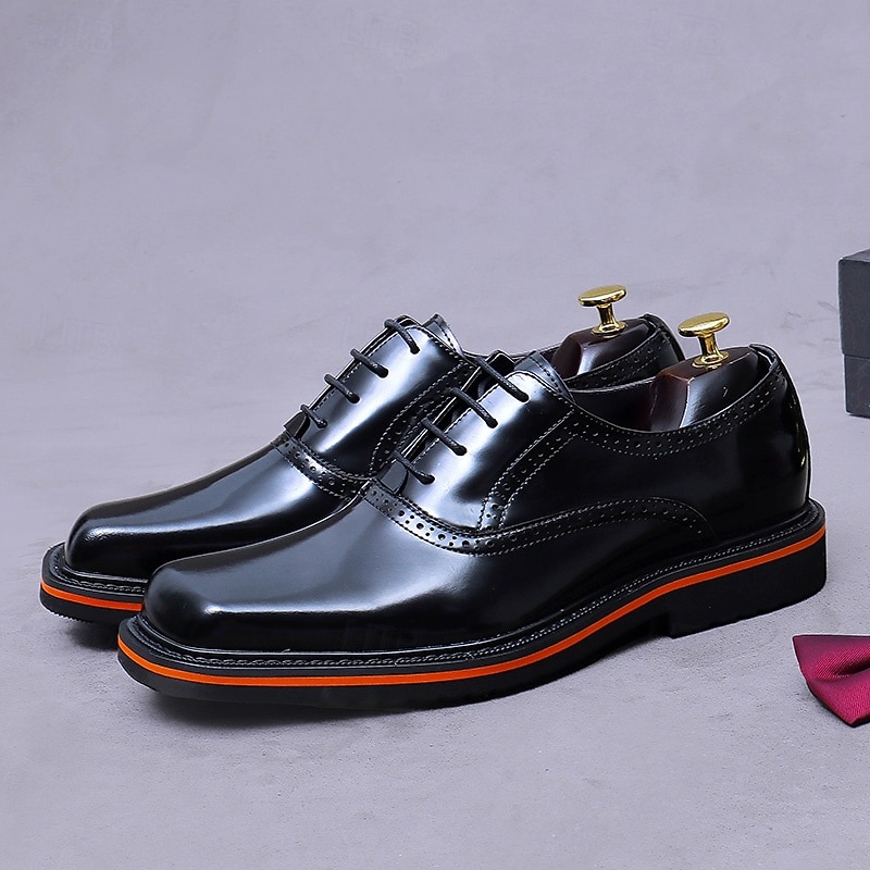 Chaussures habillées Oxford pour homme, en cuir noir et marron, à lacets, bout rapporté, idéales pour les mariages, le bureau, les réunions, les banquets, les cérémonies du marié, l'église et les soirées élégantes. de 2026 ? $109.99 –P3