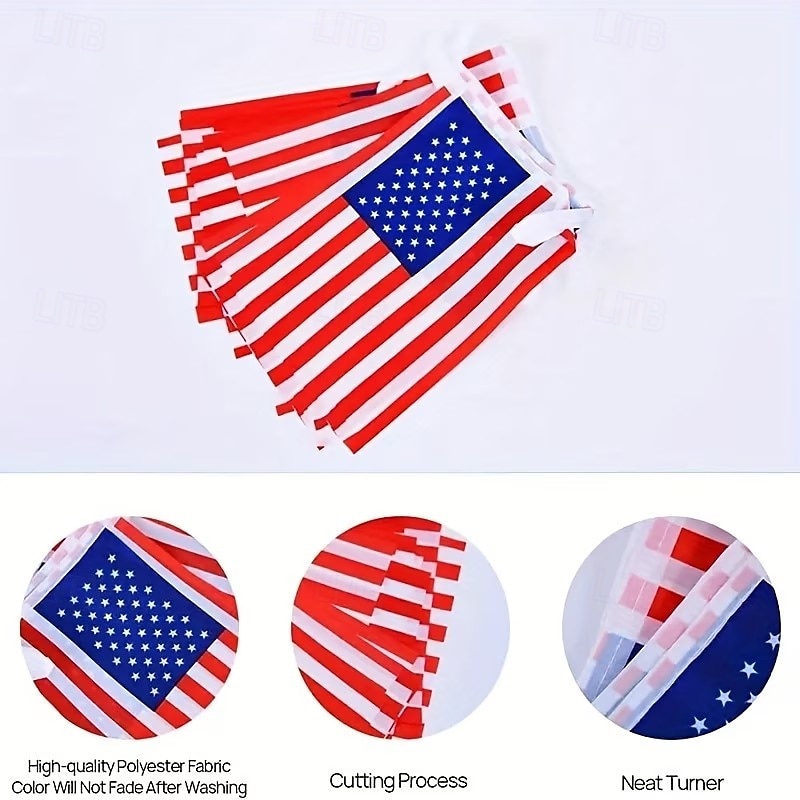 Cordões com bandeiras patrióticas dos EUA – 20/40 mini bandeiras americanas para sala de aula, jardim &4 de julho, Dia da Independência, 250º aniversário, decorações do Dia da Memória de 2026 por $10.99 –P8