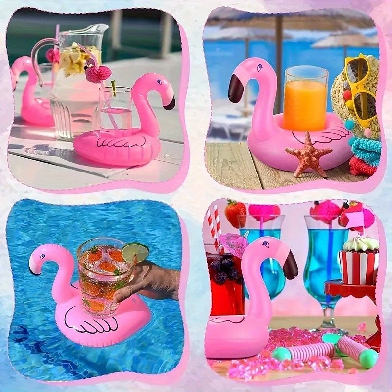 12 יחידות מחזיקי שתייה מתנפחים בצבע פלמינגו - תחתיות לכוסות צפות חמודות, אביזר למסיבת בריכה רב פעמי, מושלם למסיבות בריכה בקיץ, שומר על המשקאות מעל המים 2026 - $21.99 –P9