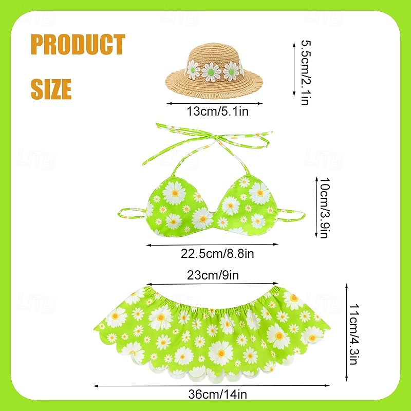 Ensemble bikini marguerite avec chapeau de paille, robe d'été pour statue d'oie de jardin en béton de 58 à 63 cm, décoration extérieure sur le thème de la plage, tenue uniquement (oie non incluse). de 2026 ? $16.99 –P6