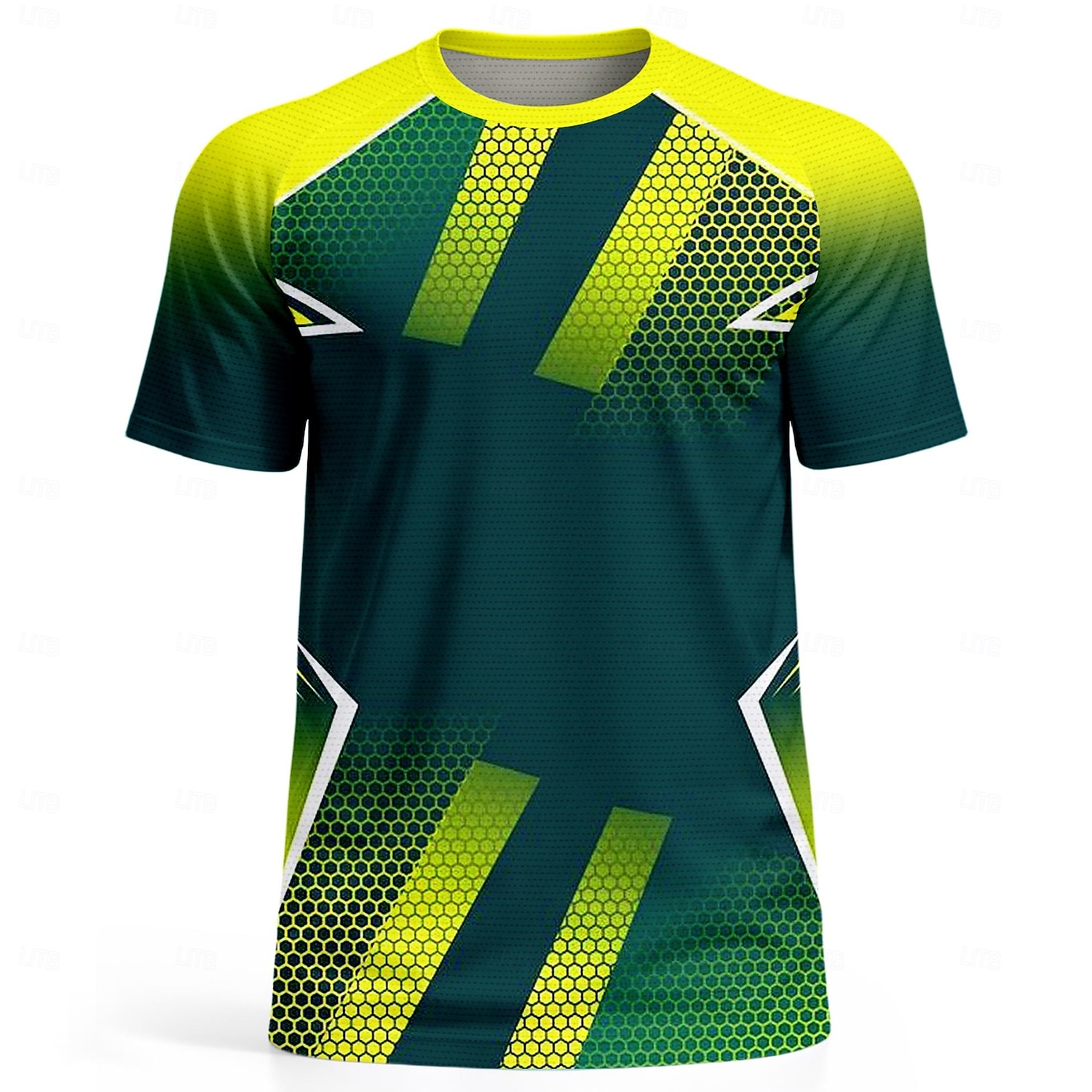 Men's Soccer Jersey Geometric Gradient Letter & Number Running Top Athletic T-shirt Summer Color Block Short Sleeve UPF 50 Quick Dry Moisture Wicking Breathable Tournament Football Gym Running 2026 - $18.99 –P3