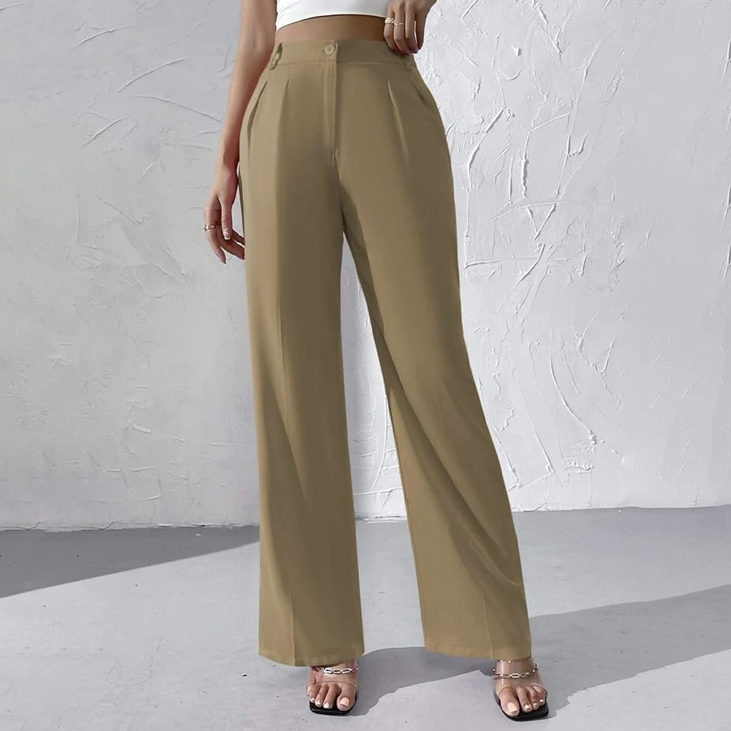 Pentru femei Pantaloni Costume Pantaloni de vară Vacanță Modă Casul Zilnic Lungime totală Talie Înaltă Culoare solidă Simplu Fermoar Buzunar Picior Larg Confort Ușor Απαλό Micro-elastic Haine de 2026 - $37.99 –P4