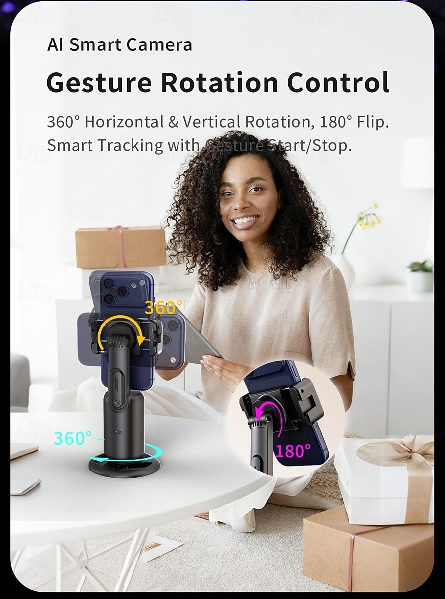 Auto Face Tracking Phone Holder,No App Required,360 Rotation Phone Camera Stand with Remote and Gesture Control, Smart Shooting Tripod for Vlog/TIK Tok Live Streaming YouTube Video Recording 2026 - $41.99 –P8