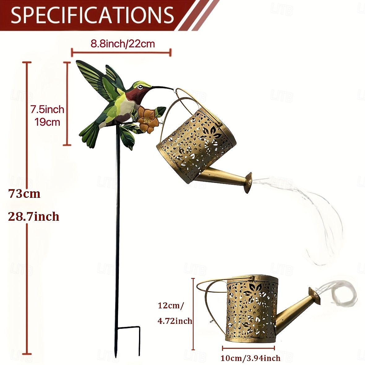 1 stuk buitenverlichting op zonne-energie in de vorm van een kolibrie, holle metalen gieter met watervaleffect - IP44 waterdichte tuin-, terras-, gazon-, padverlichting, decoratieve tuinverlichting 2026 - $26.99 –P1