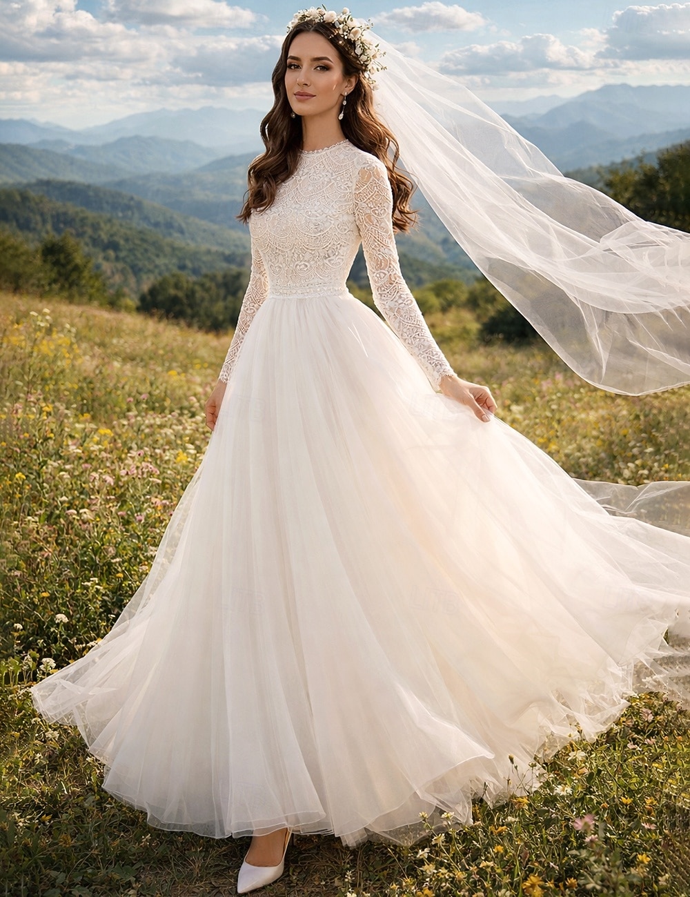 Abito da ballo Lunghezza alla caviglia Abiti da sposa Abito da sposa Vintage Anni 1940 / 1950 Piccoli Abiti Bianchi Manica Lunga Scollo Tondo Laurea Compleanno Raso Pizzo con Applicazioni Tinta unita del 2026 a $206.99 –P1