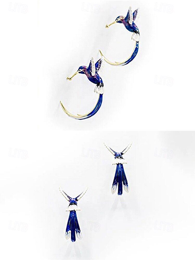 naisten kolibri-korvakorut, metalliseosmateriaali, boho-tyyli, värikäs emalikuvio, kevyet ja ainutlaatuiset, täydelliset lomalle, matkoille ja rentoon arkikäyttöön 2026 - $7.99 –P12