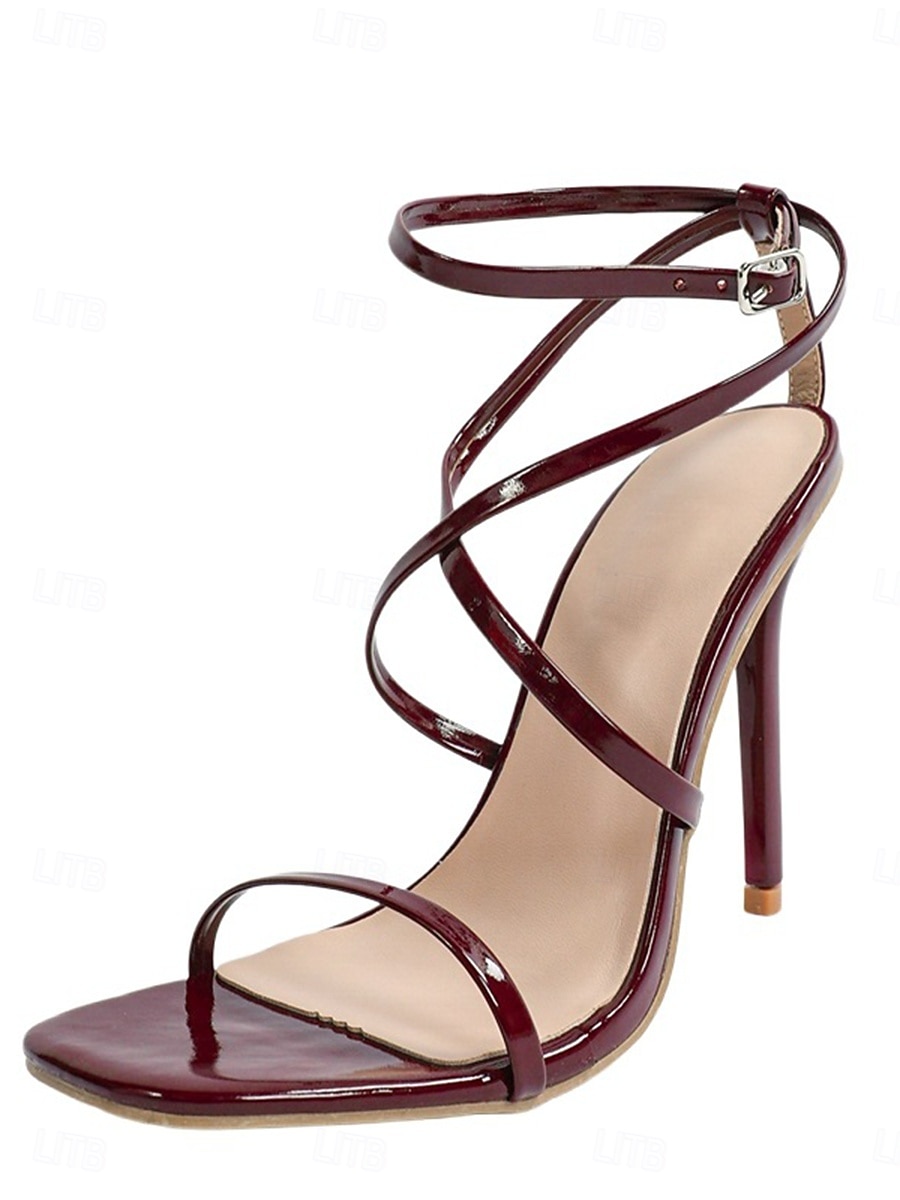 sandali da donna con tacco alto e cinturino color bordeaux - eleganti tacchi a spillo per cocktail party, eventi serali &vita notturna del 2026 a $46.99 –P1