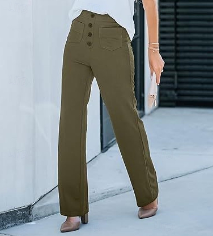 Pentru femei chinez Drept Elegant Vacanță Modă Lungime totală Talie Înaltă Simplu Confortabil Confort Απαλό Micro-elastic Zilnic În aer liber Stradă Albastru piscină Bleumarin Alb Verde Militar Var 2026 - $27.99 –P6