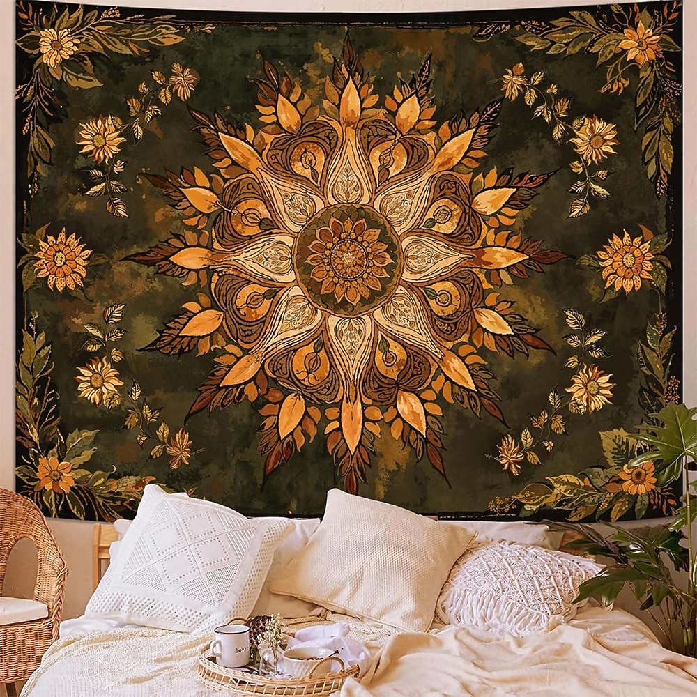 Tapeçaria de parede mandala boêmia em tons de laranja queimado, com intrincado medalhão floral, arte étnica tribal boho para decoração de casa, sala de estar, quarto ou escritório. de 2026 por $20.99 –P5