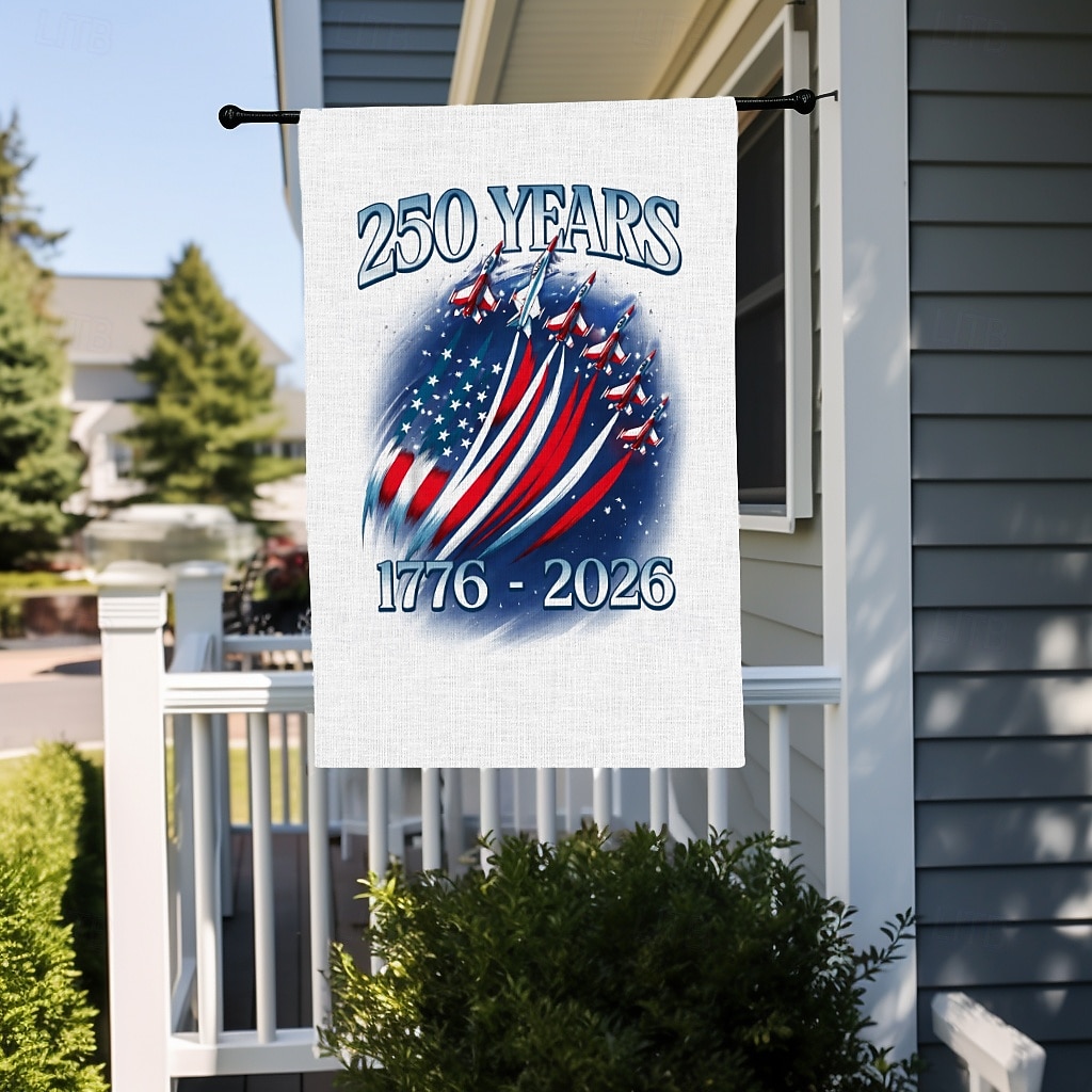 2 stk. 250-årsjubileumsflagg med USA-flagg, dobbeltsidig utendørs patriotisk hageflagg med Frihetsgudinnen, dekorasjoner til 4. juli for USAs 250-årsfeiring, varer fra USA, minnesmerke 1776-2026 2026 - $18.99 –P2