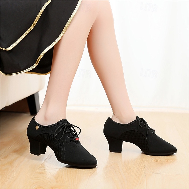 scarpe da ballo professionali nere da donna - tacco basso, stringate, per sala da ballo, latino, salsa e tango &calzature performanti del 2026 a $34.99 –P1