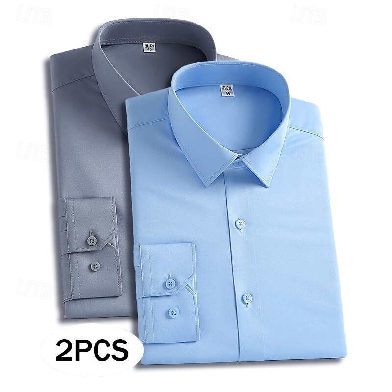 Homme Chemise Chemise habillée Chemise sans repassage Chemise Boutonnée Couleur Unie Quotidien Affaires Orange + bleu Bleu marine + noir orange+rouge Bleu Marine + Rouge manche longue Col Rabattu de 2026 ? $45.99 –P7