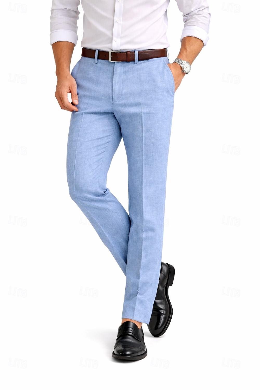 Uomo Cotone Lino Pantaloni Eleganti Pantaloni casual Affari Ufficio Vintage Classico & Senza Tempo Formale Bianco Rosa Borgogna Primavera & Estate Pantaloni Tinta unica Vestibilità aderente Lungo del 2026 a $39.99 –P7