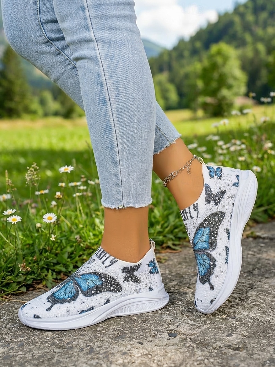 Adidași sport fără mâneci pentru femei cu imprimeu de fluturi, pantofi sport respirabili, ușori și confortabili, pentru călătorii și plimbări în aer liber &purtare de zi cu zi 2026 - $24.99 –P4