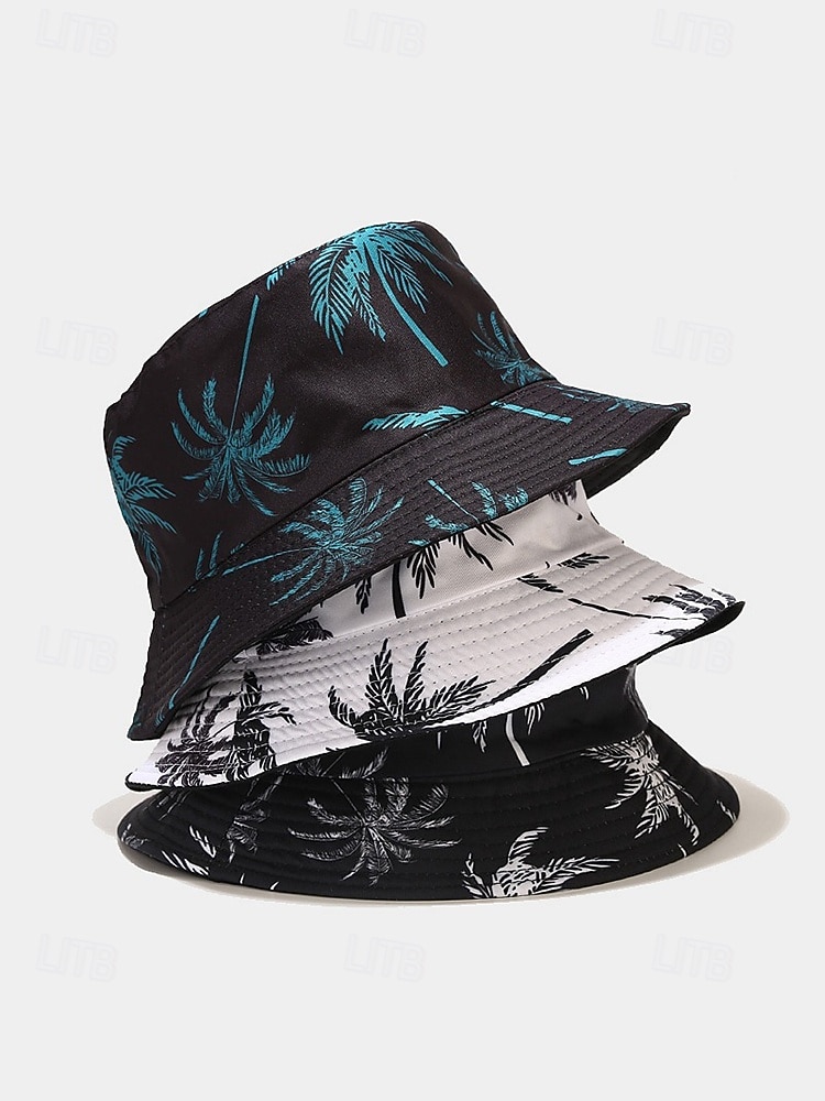 Bob réversible pour homme en polyester, chapeau de soleil à imprimé palmiers multicolores, casquette de pêcheur tropicale décontractée idéale au quotidien, en voyage, en vacances et en séjour balnéaire. de 2026 ? $14.99 –P4