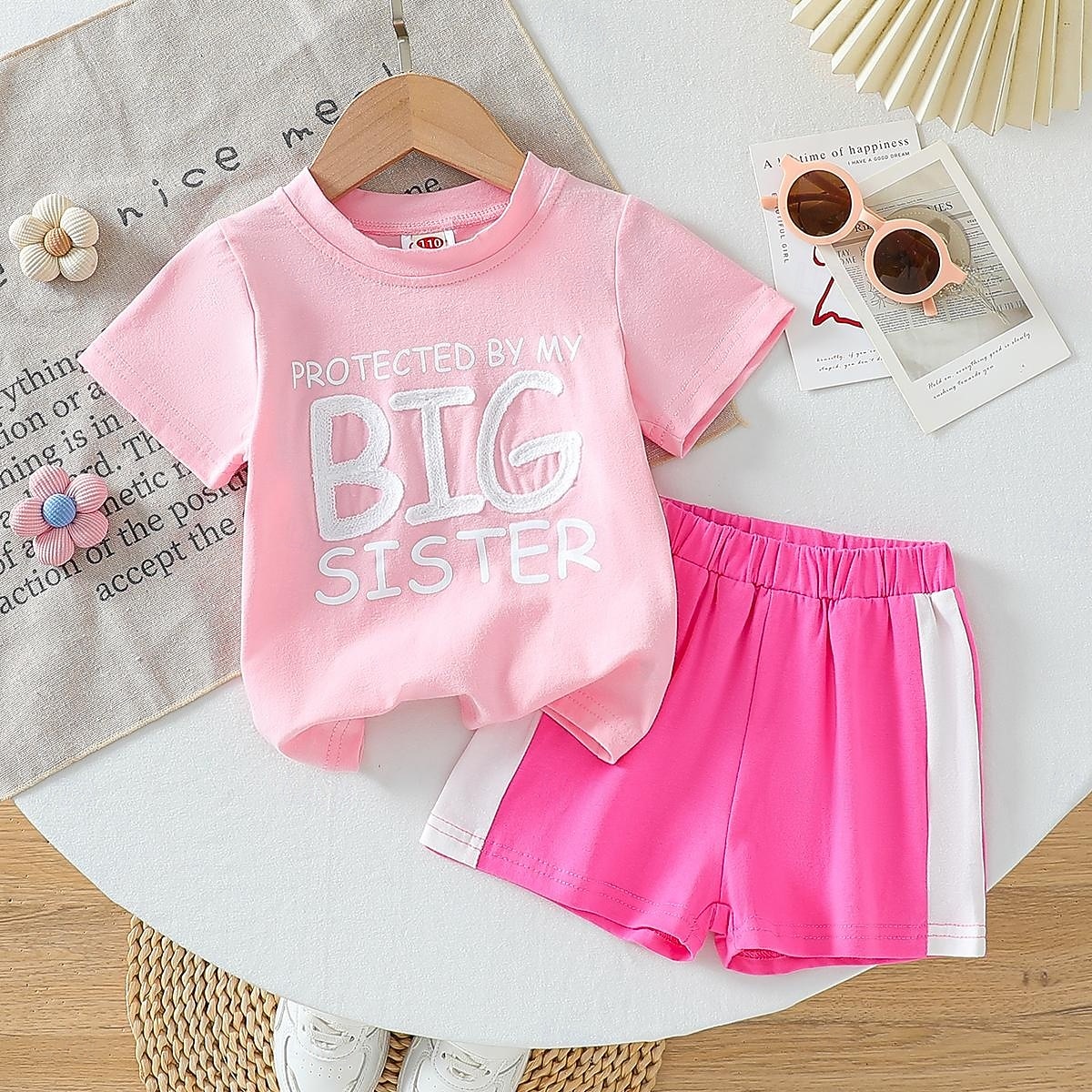 Mädchen 3D Buchstabe T-Shirt & Shorts Sommer Mode Kleinkind Ab 4 Jahren 2026 - $22.99 –P1