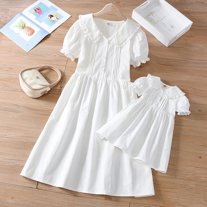 white mommy and me dresses Ivory Lace Matching & Dress, Matching Dresses, Family Photo Outfits, Outfit Ideas, Mom Daughter, Mom and Infant, Mom and Child, Mother's knee length Mommy and Me Matching Angels