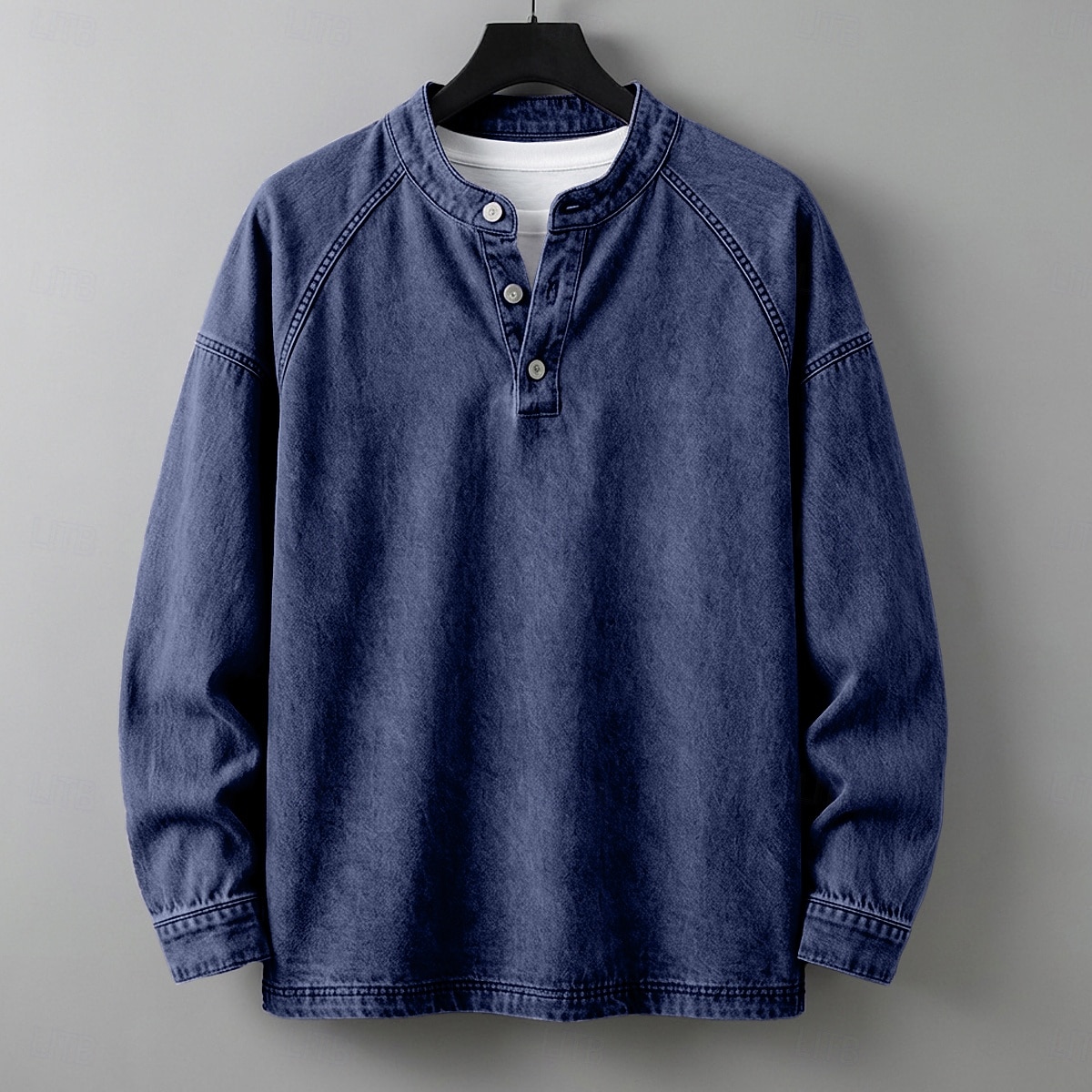 SoftFade™ Pánské tričko Henley košile 100% bavlna acid wash tričko tričko top dlouhý rukáv jednobarevné solid vintage streetwear casual barvené faded washed stojáček Henley casual domů street jaro 2026 - $31.99 –P19
