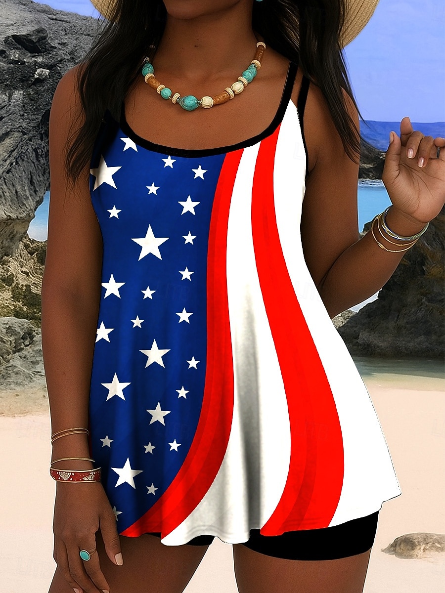 Dámské Plavky Tankini 2 ks Odvážné Plavky Zaštíhlující Vysoký pas Štíhlý Volná záda prázdniny Oblečení na pláž Grafika Kašmírový vzor Kulatý Bez rukávů Plavky 2026 - $36.99 –P2