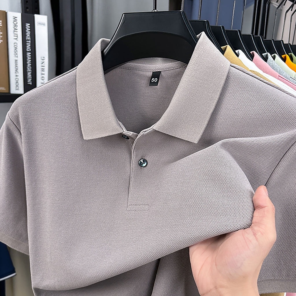 Men's Polo Polo Shirts Casual Vacation Lapel Short Sleeve Fashion Modern Plain Buttons Plain Summer Spring Regular Fit Lake blue Black White Yellow Pink Red Polo 2026 - $18.99 –P4