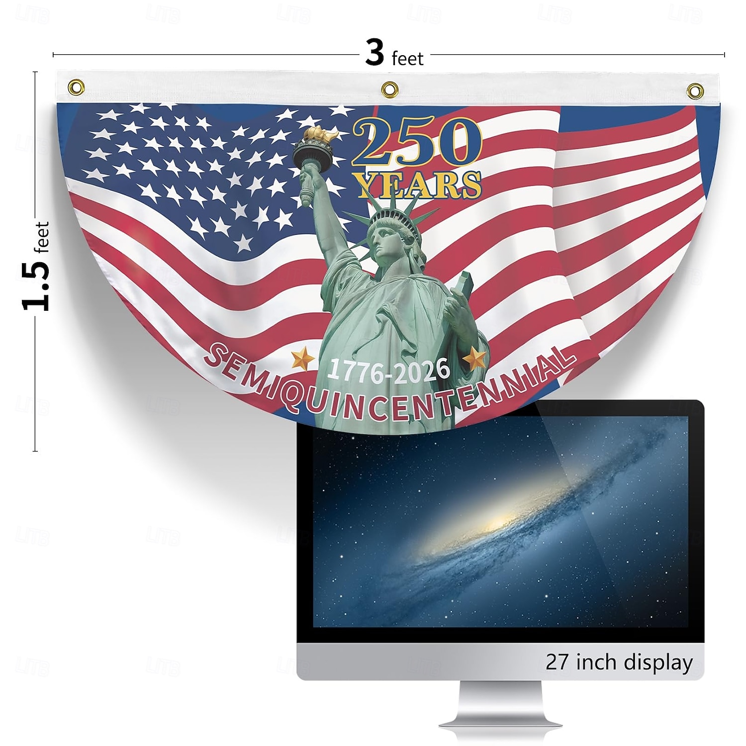 2KS Vlajka k 250. výročí USA 1,5x3 FT 1776-2026 Fan vlajky prapor vlastenecké hvězdy zahradní značení dekorace na venkovní použití přední dveře veranda uvítací pozadí s mosaznými očky 2026 - $18.99 –P4
