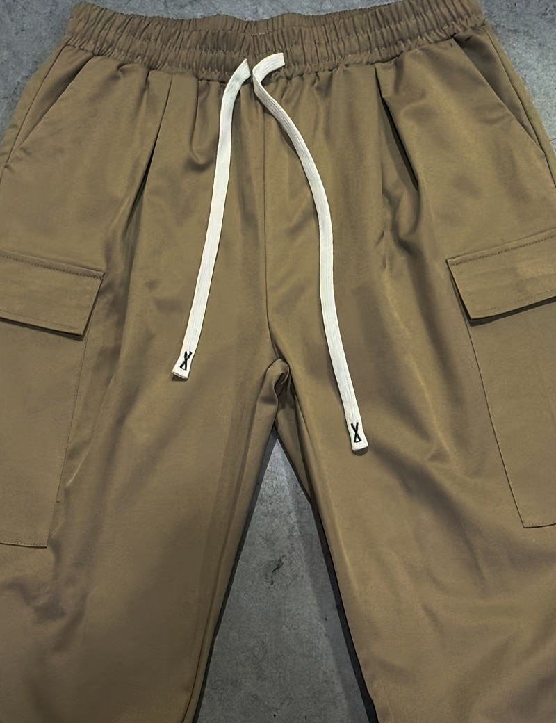 Men's Trousers Casual Pants Drawstring Pocket Plain Comfort Breathable Full Length Home Outdoor Streetwear Vacation Fashion Blue Khaki Inelastic 2026 - $31.99 –P9