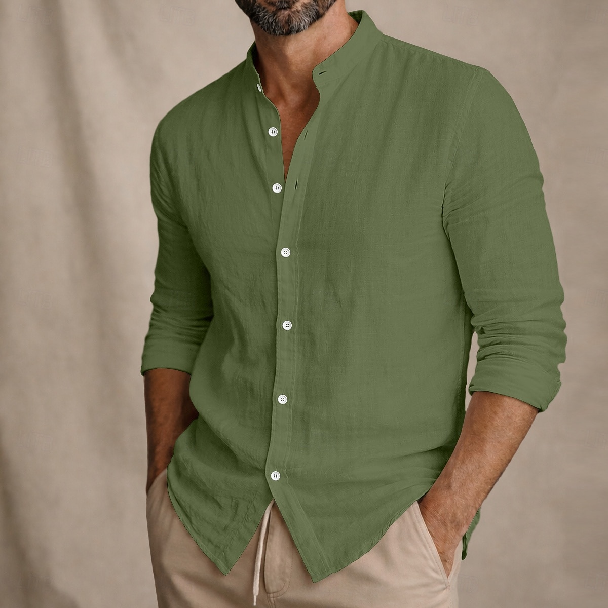 Per uomo Camicia Camicia Estiva Abbigliamento da spiaggia Camicia con colletto alla coreana Camicia con Bottoni Semplice Casuale Quotidiano Blu Nero Bianco Rosa Manica Lunga Collo alla coreana del 2026 a $25.99 –P7